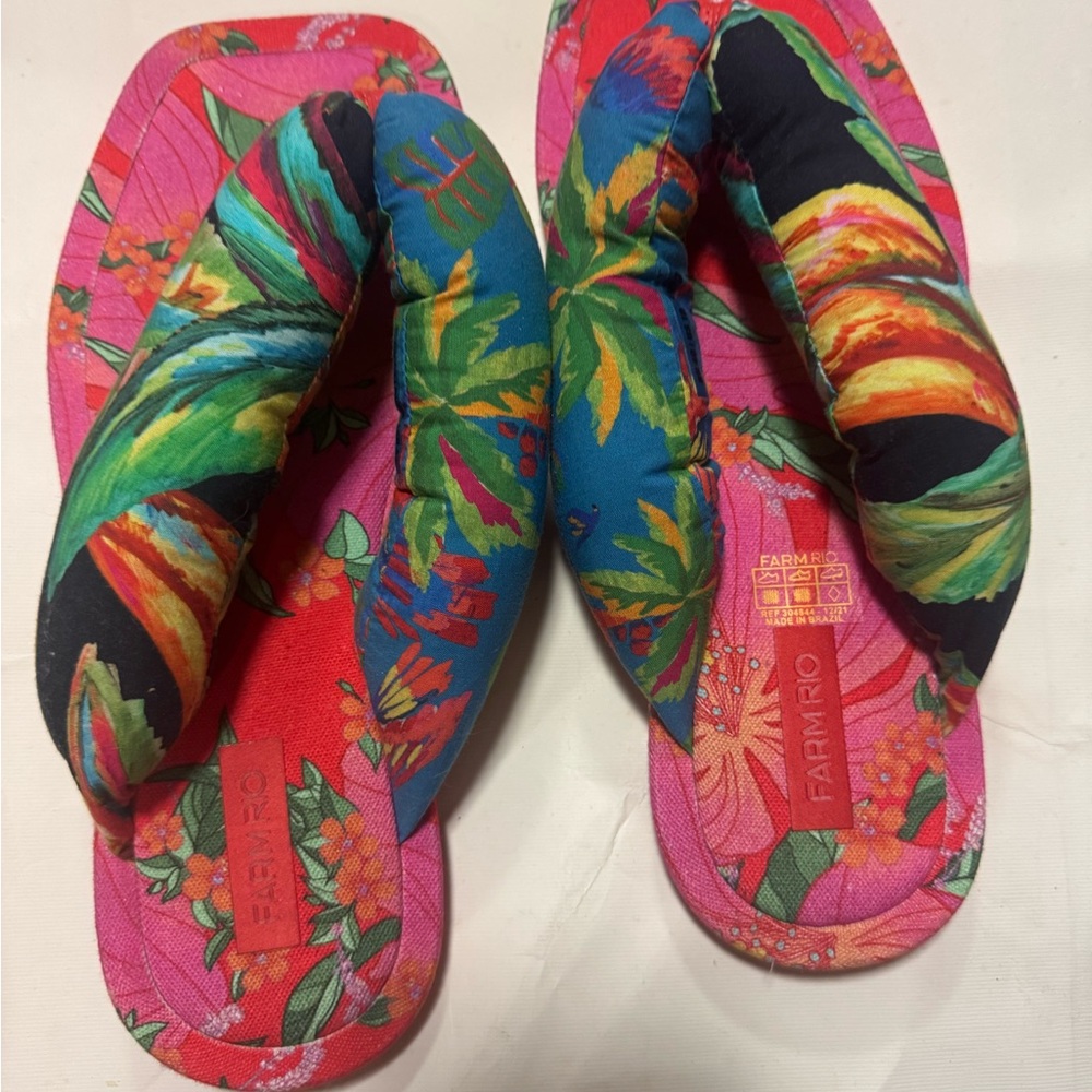 FARM Rio Women's Vibrant Floral Slippers - Red and Blue